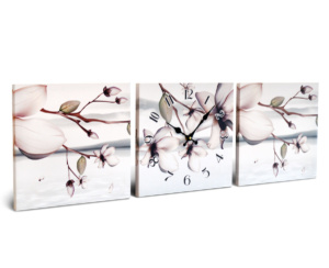 Cuadro Reloj Tríptico Chico Rama Flor