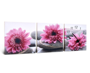 Cuadro Reloj Tríptico Chico Flor