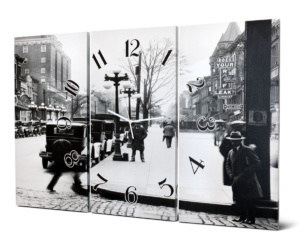 Cuadro Reloj Tríptico Grande City