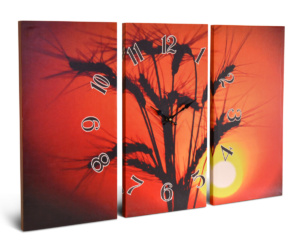 Cuadro Reloj Tríptico Grande Atardecer