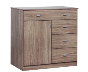 Cómoda Pluspack 4 cajones 1 puerta
