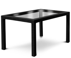 Mesa Indonesia Ratán tapa de vidrio