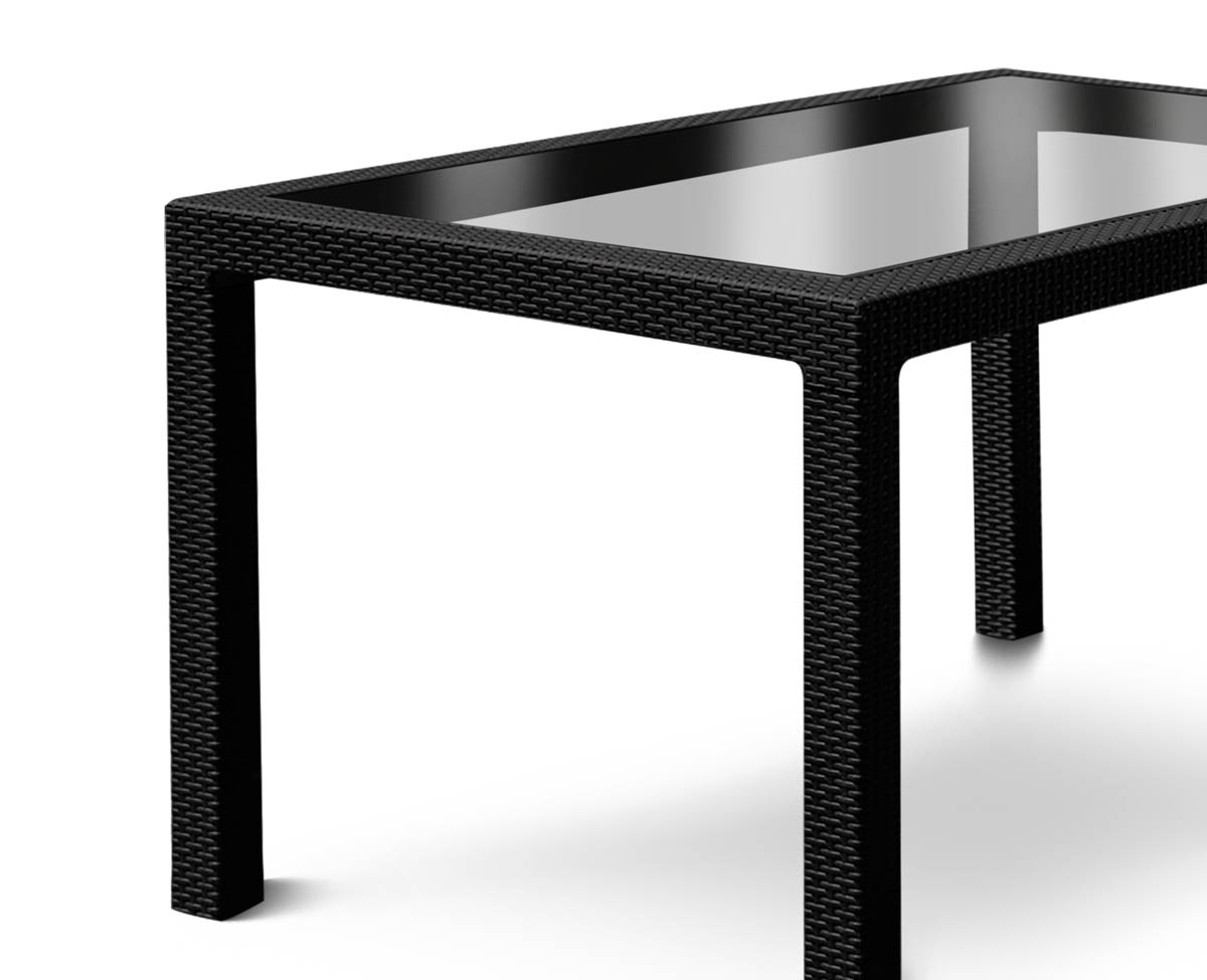 Mesa Indonesia Ratán con vidrio Espácity