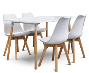 Mesa Eames Rectangular con 4 Sillas Tulip