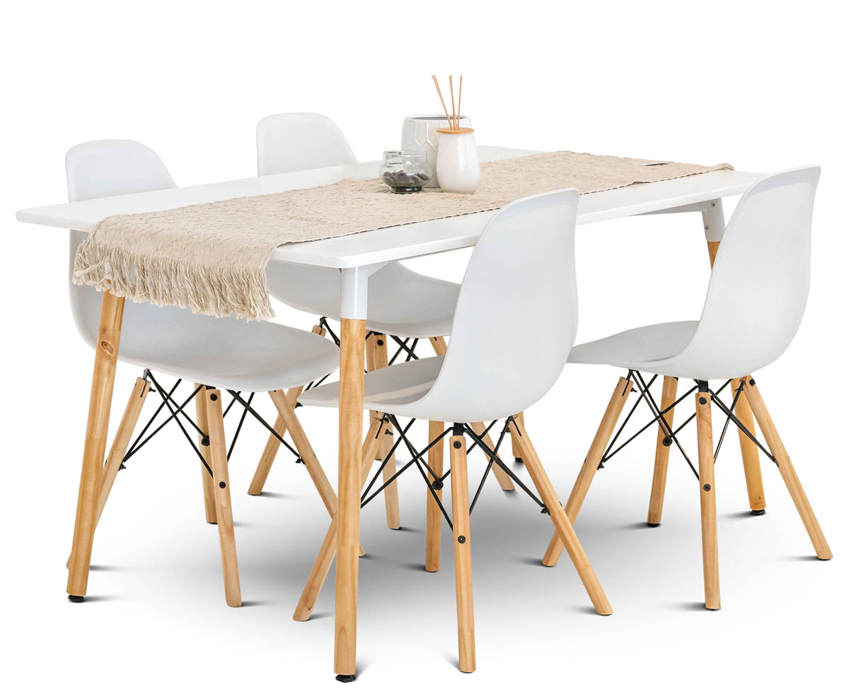 Mesa Eames Rectangular + 4 Sillas Eames Espácity