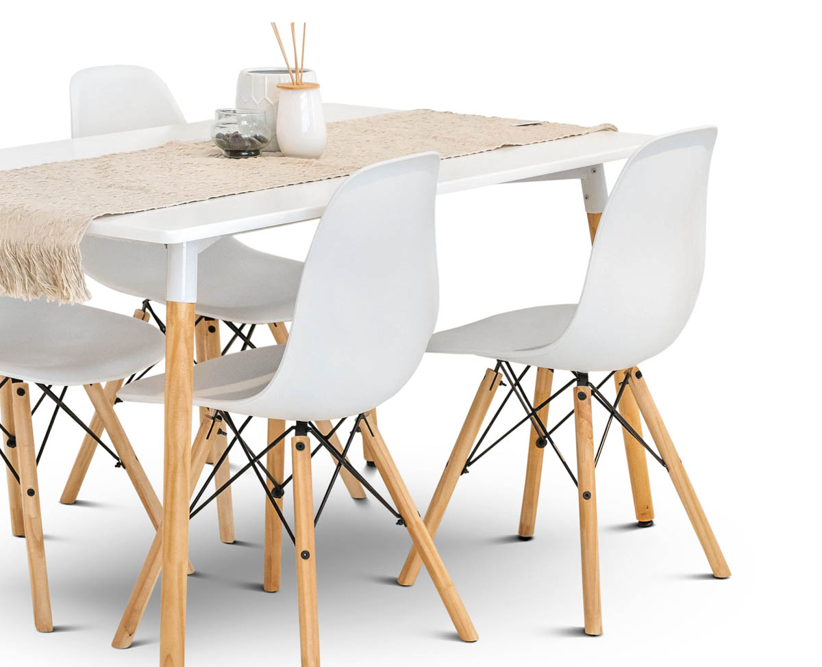 Mesa Eames Rectangular + 4 Sillas Eames Espácity