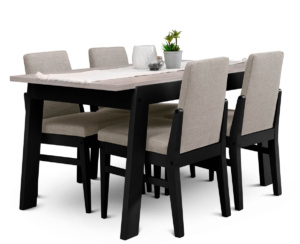 Mesa Bakú + 4 sillas Bakú Aspen