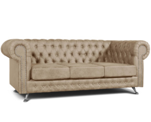 Sillón Chesterfield 3 Cuerpos Cuerotex - Beige