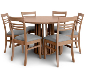 Mesa Redonda Base Varillada con 6 Sillas Murano Shot