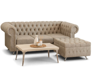 Sillón Chesterfield+ Banqueta Chesterfield Cuerotex