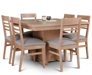 Mesa Euro Base Central + 6 Sillas Konci Aspen