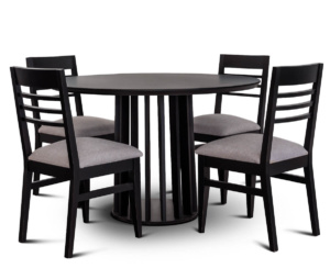 Mesa Redonda Base Varillada con 4 Sillas Konci Shot